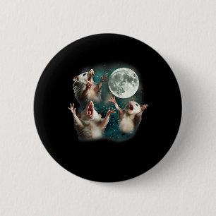 Three Possum Moon _ 3 Opossum Funny Weird Cursed M 2 Inch Round Button