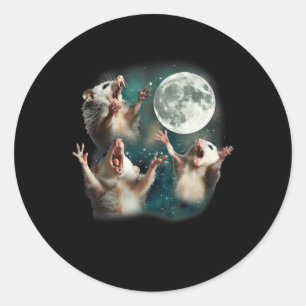 Three Possum Moon _ 3 Opossum Funny Weird Cursed M Classic Round Sticker