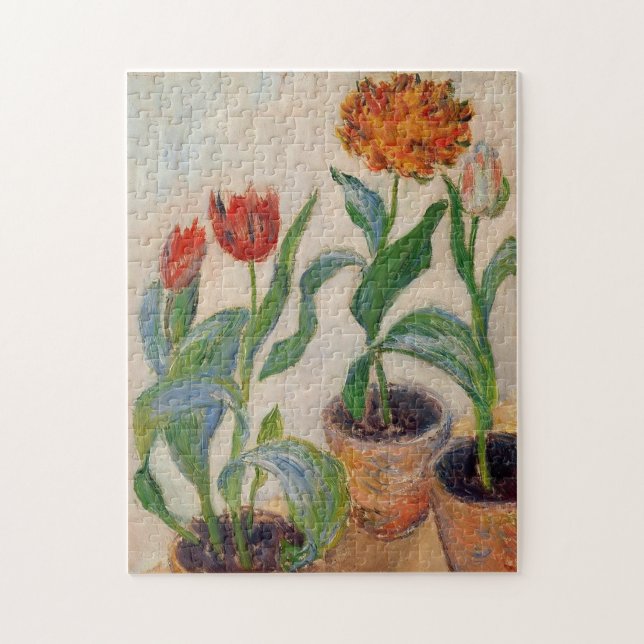 Three Pots of Tulips Monet Fine Art Jigsaw Puzzle (Vertical)