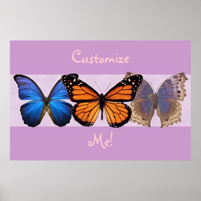 Three Pretty Butterflies Customizable Print (Front)
