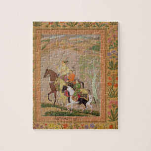 Three Princes Going Hunting, c.1635 (gouache on pa Jigsaw Puzzle