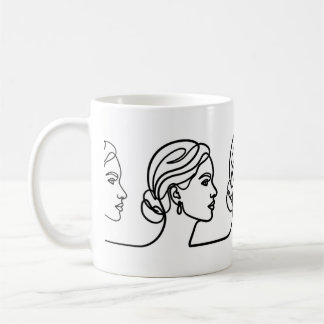 Three Profiles in One Line – Minimalistic Panorama Coffee Mug