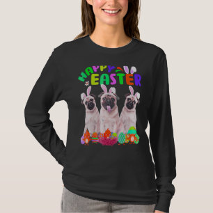 Three Pug Wearing Bunny Ear Pug  Happy Easter T-Shirt