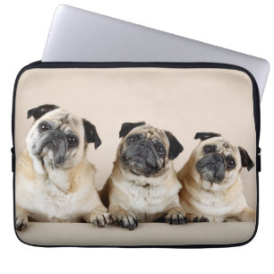 Three Pugs In A Row Laptop Sleeve