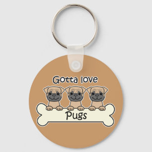 Three Pugs Keychain