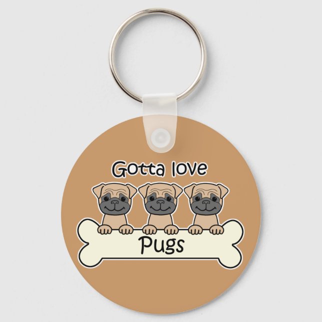 Three Pugs Keychain (Front)