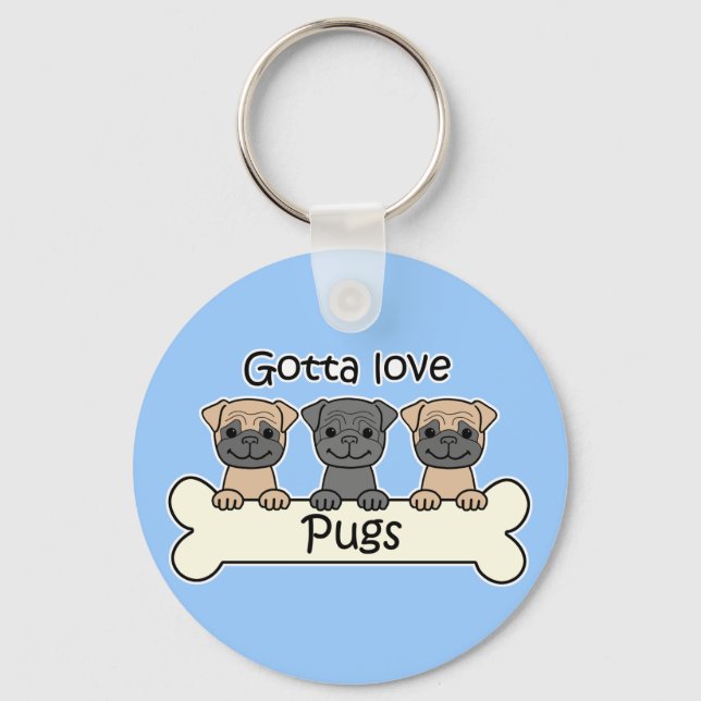 Three Pugs Keychain (Front)