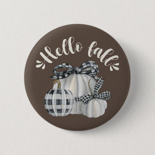 Three Pumpkin Hello Fall 2 Inch Round Button