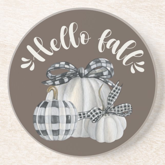 Three Pumpkin Hello Fall Coaster (Front)
