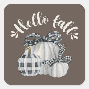 Three Pumpkin Hello Fall Square Sticker