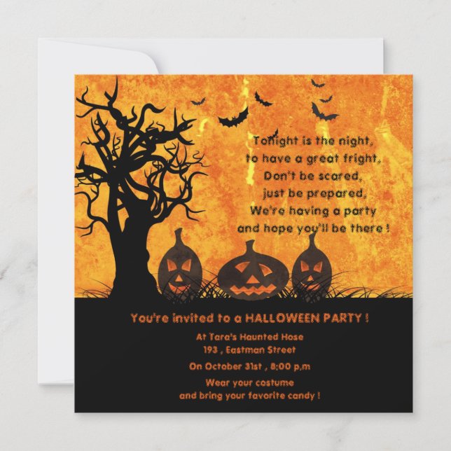 Three Pumpkins - halloween party invitations (Front)