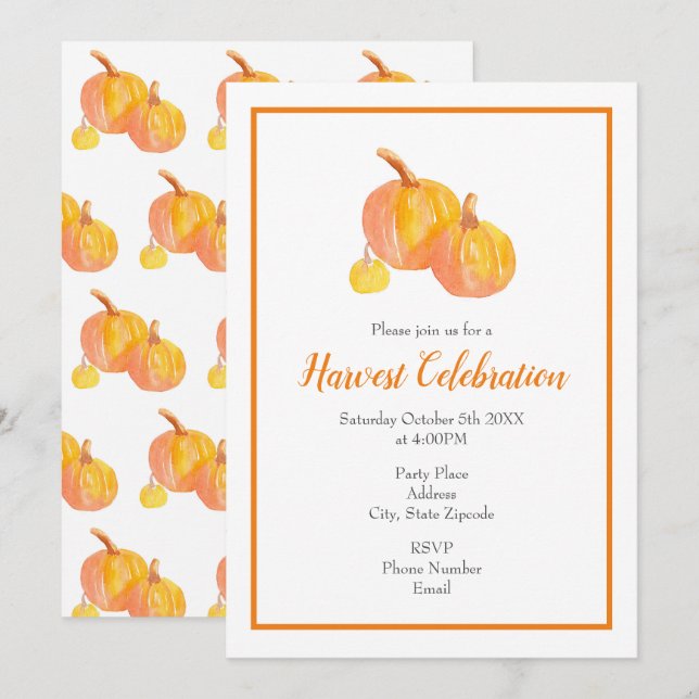 'Three Pumpkins' Invitation (Front/Back)