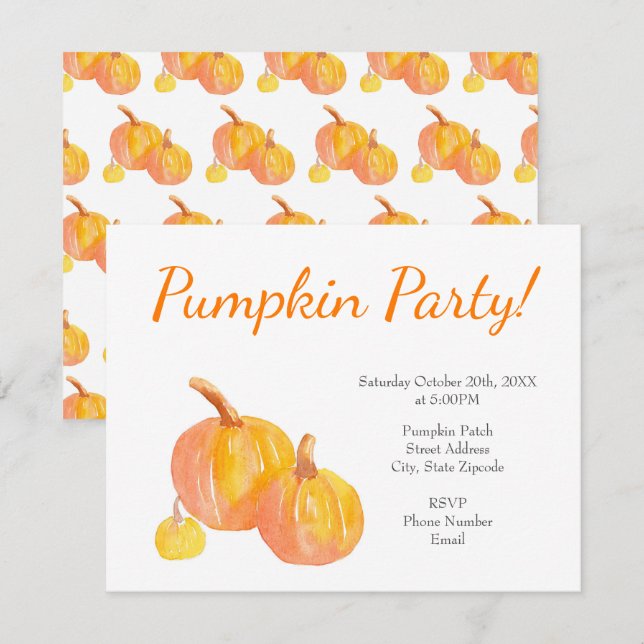 'Three Pumpkins' Invitation (Front/Back)