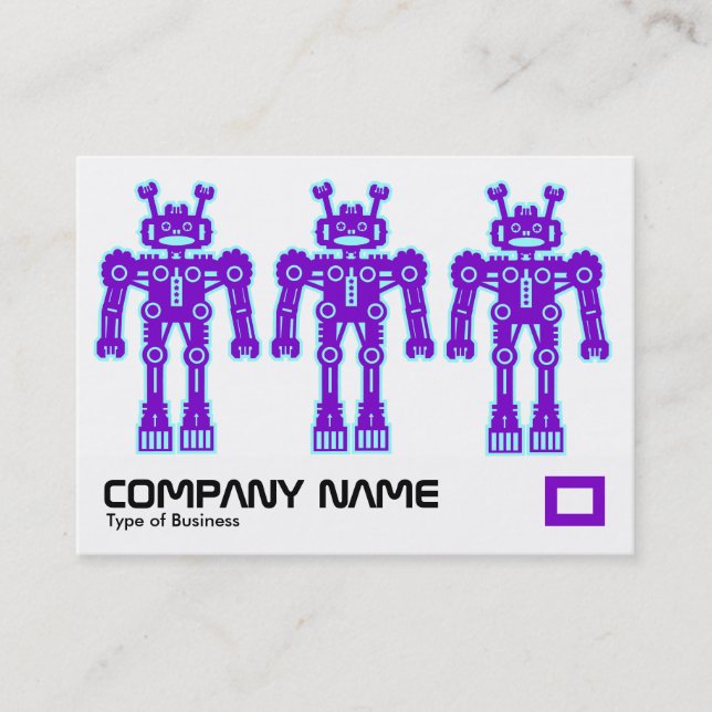 Three Purple and Blue Robots Business Card (Front)