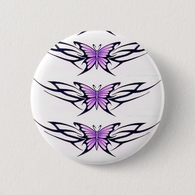 three purple butterflies 2 inch round button (Front)