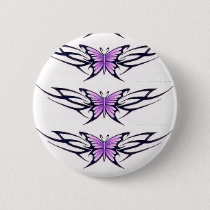 three purple butterflies 2 inch round button