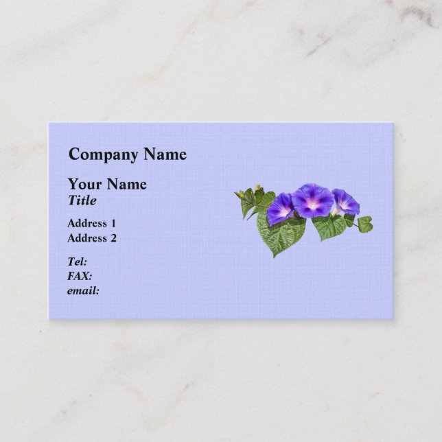 Three Purple Morning Glories Business Card (Front)