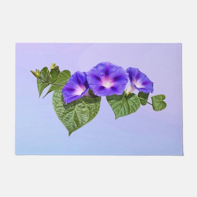 Three Purple Morning Glories Doormat (Front)