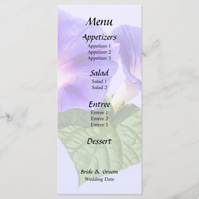Three Purple Morning Glories Menu (Front)