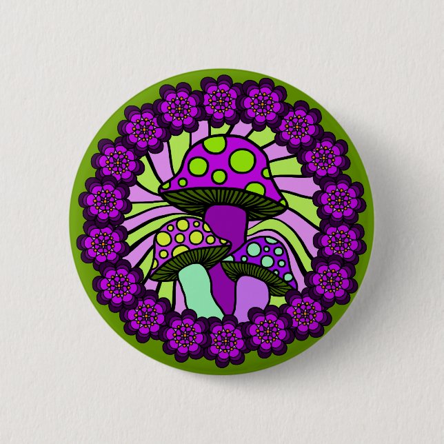 Three Purple Mushrooms Button (Front)