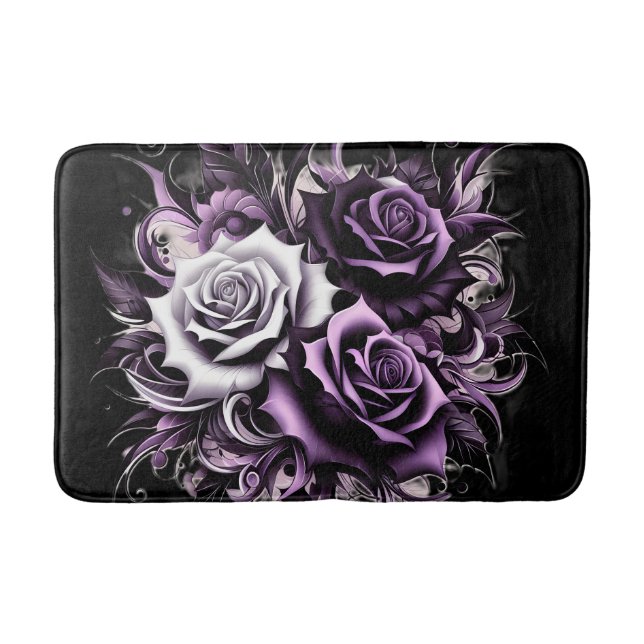 Three Purple Roses Bath Mat (Front)