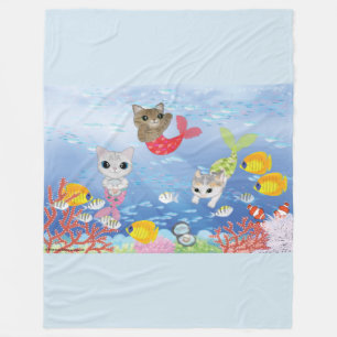 Three Purrmaids Fleece Blanket
