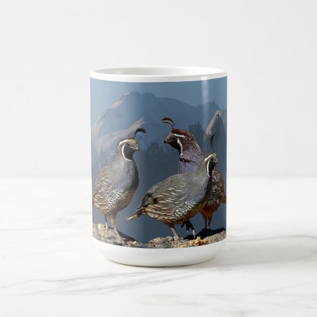 THREE QUAIL AND SHASTA COFFEE MUG (Center)