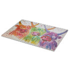 Three quirky colourful highland cows