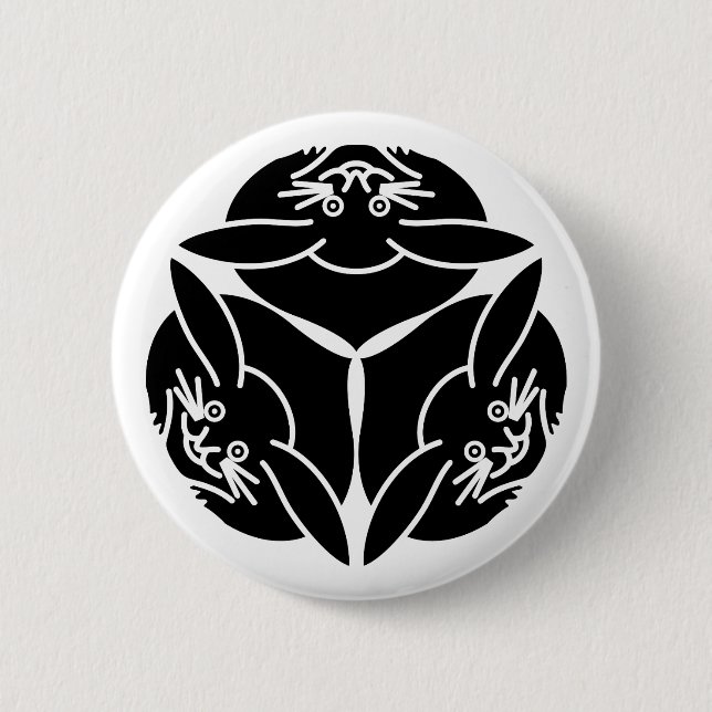 Three rabbits 2 inch round button (Front)