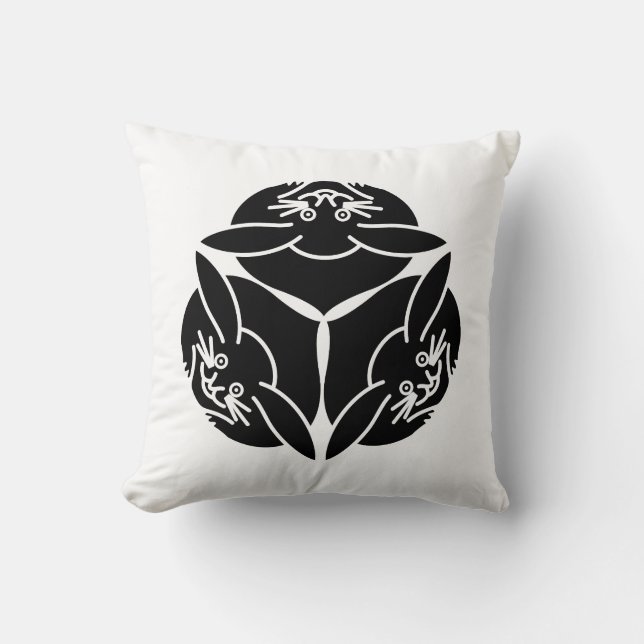 Three rabbits throw pillow (Front)