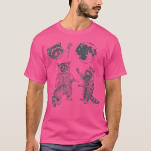 Three Raccoons Moon 3 Racoons Howling At Moon T-Shirt