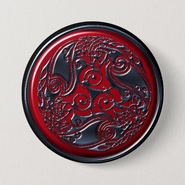 Three Ravens Ruby Shield Button (Front)