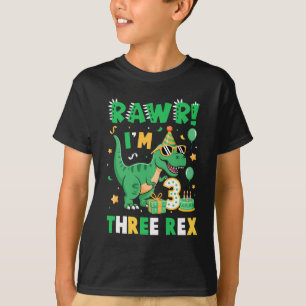 Three Rawr Birthday Boy Party T-Rex Dinosaur 3 Yea T-Shirt