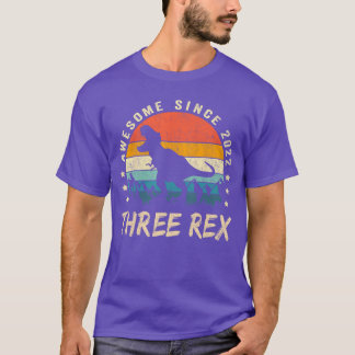 Three Re 3rd Birthday hird Dinosaur 3 Year Old gir T-Shirt