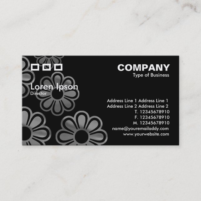 Three Rectangles - Black Flower Cascade Business Card (Front)