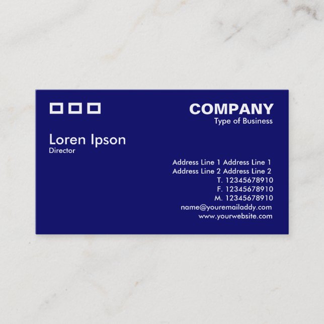Three Rectangles - Dark Blue Business Card (Front)