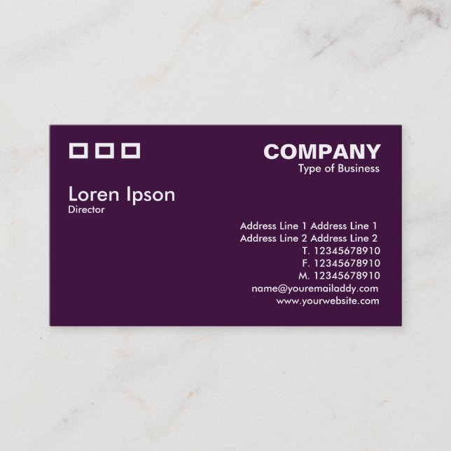 Three Rectangles - Dark Purple Business Card (Front)