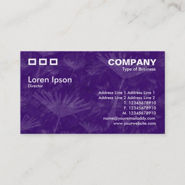 Three Rectangles - Dark Violet Dandylion Earth Business Card (Front)