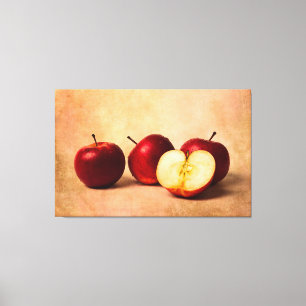 Three Red Apples And A Half Canvas Print