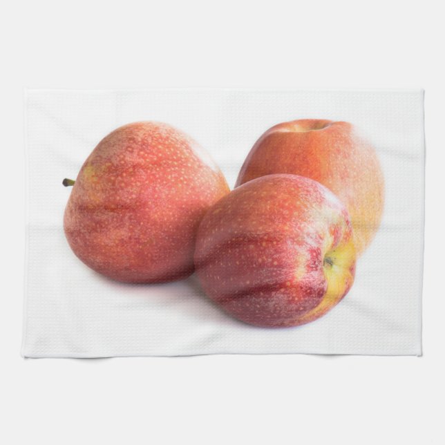 Three red apples kitchen towel (Horizontal)