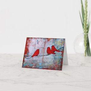 Three Red Birds on a Wire Notecard