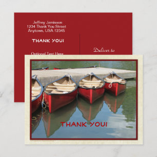 Three Red Canoes Red Letters Thank You  Postcard