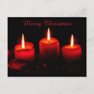 Three Red Christmas Candles Advent Gaudete Sunday Holiday Postcard