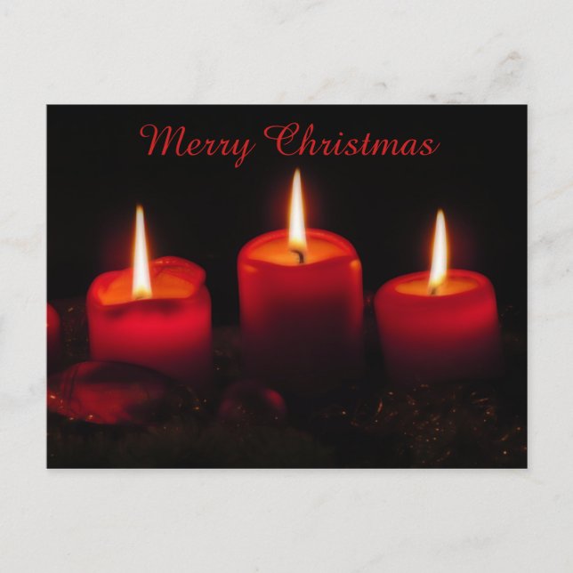 Three Red Christmas Candles Advent Gaudete Sunday Holiday Postcard (Front)