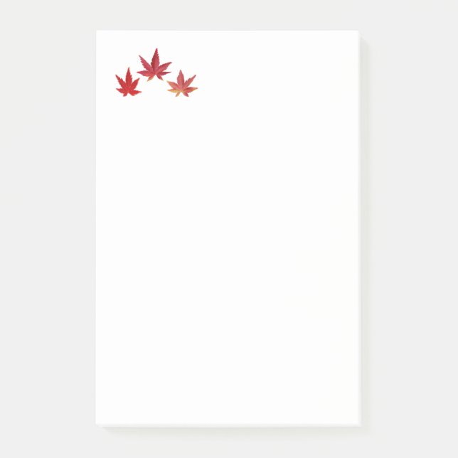 Three red falling leaves post-it notes (Front)