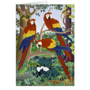 Three Red Macaws