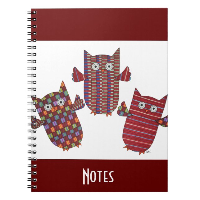 Three Red Owls Notebook (Front)