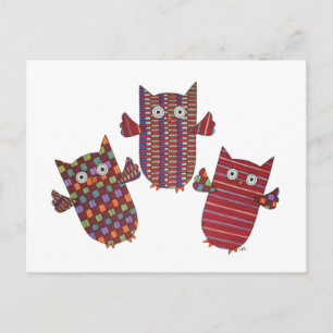 Three Red Owls Postcard