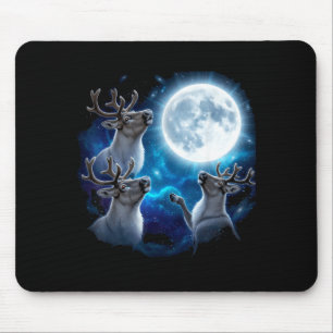 Three Reindeer Howling At The Moon Merry Christmas Mouse Pad