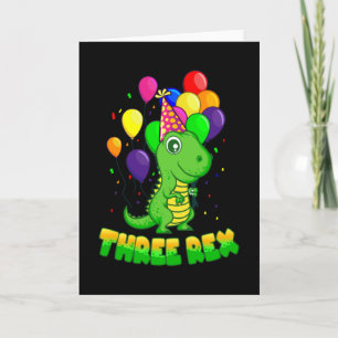 THREE REX 3 Year Old 3rd Birthday Boy Dino Card